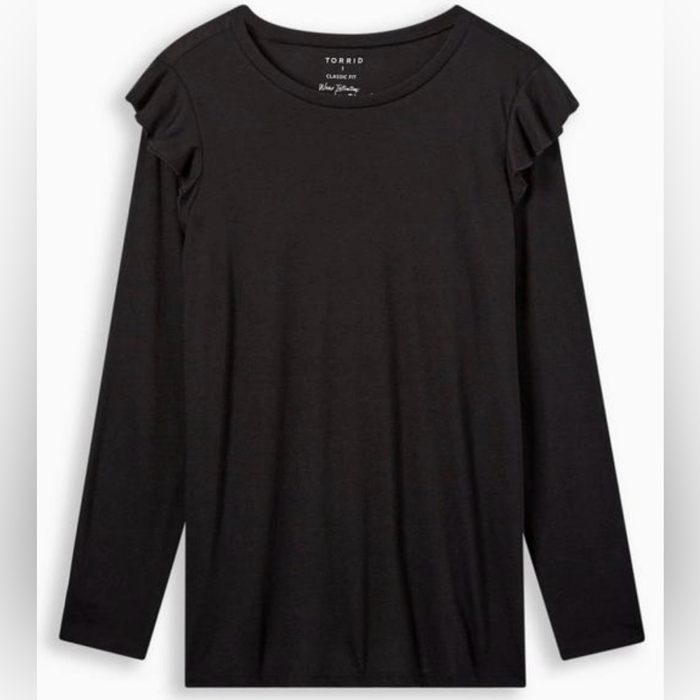 Classic Fit Ruffle Shoulder Tee - Picture 3 of 3